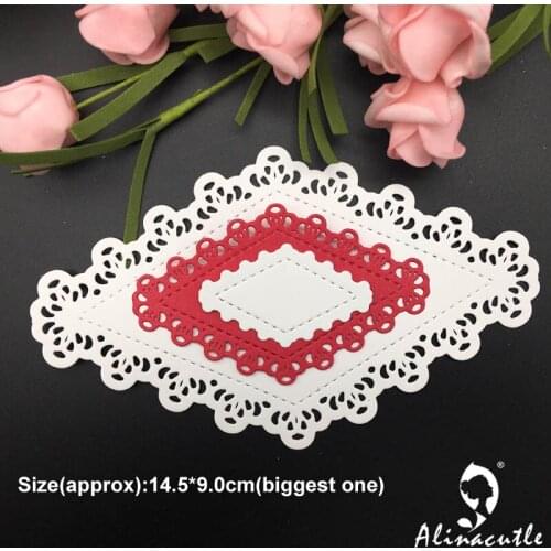 Die cut metal cutting die diamond 3pc lace edge rhombus Alinacraft Scrapbook album papercraft handmade card stencil art cutter