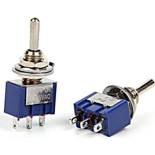 10pcs New Blue ON/OFF/ON 3 Position Mini Toggle Switch 125VAC 6A 3-Pin SPDT