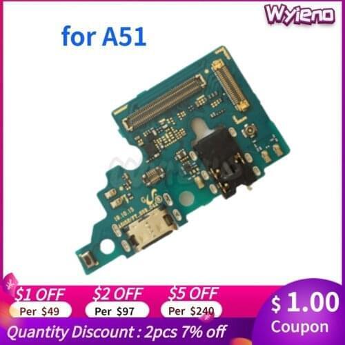 Wyieno 10Pcs/Lot For Samsung A51 A515F Charging Port Board Charger Flex Cable Phone Parts Dock Microphone Plug