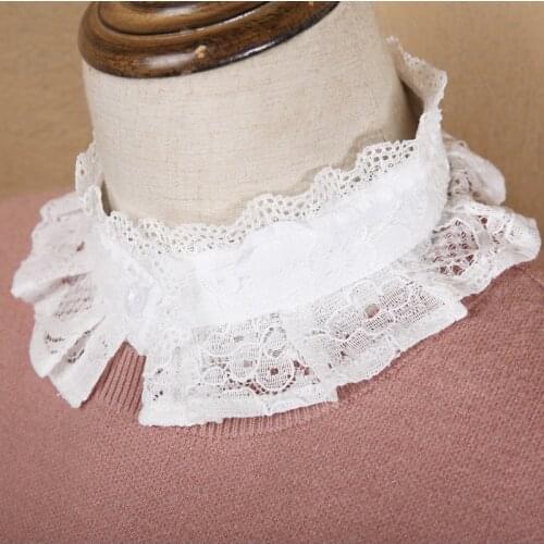 Linbaiway Ladies Shirt Detachable Collars for Womens Plus Size Lace Stand Fake Collars White Adult Girls Blouse Tops Decorative