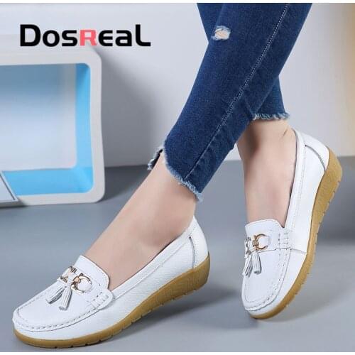 Dosreal Women Spring Casual Flats Shoes Ladies Fringe Fashion Loafers Large Size 44 Slip On Flats Female Loafers