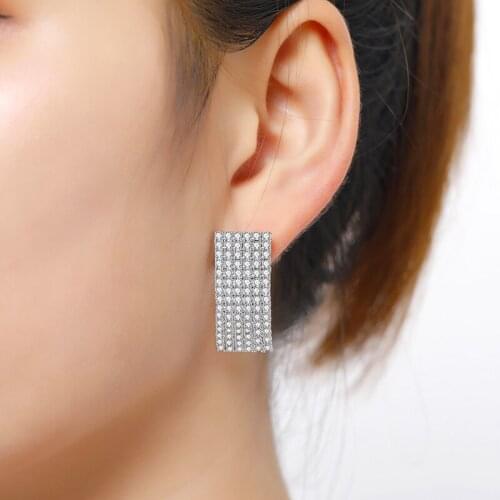 Zhijia popular exaggeration gold silver color rectangle party stud earrings for women jewelry gifts