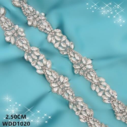 (10 yards)Wholesale wedding crystal rhinestone applique bridal beaded trim iron on for wedding dress WDD1020
