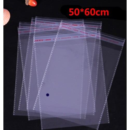 100 Pcs 50*60cm or 60*80cm Transparent Self Adhesive Seal Poly Plastic Bags Crystal Clear Cellophane Cello Gift Bag