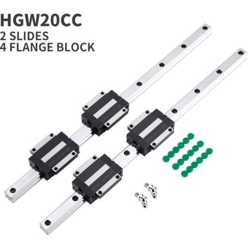 2pc linear guide HGR20 HGW20 arbitrary length +4pc HGW20CC linear bearing slider nc parts square guide