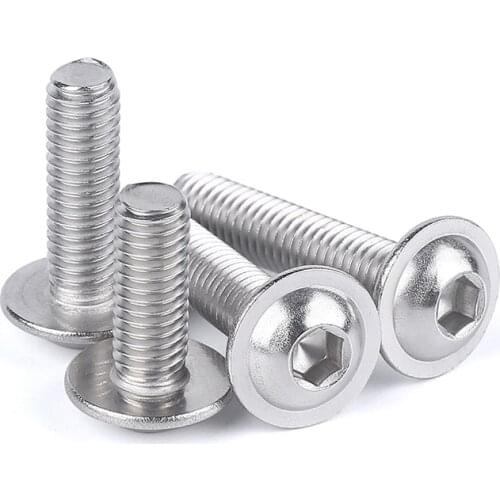 20pcs M3 M4 M5 M6 304 Stainless Steel Half Round Button Flange Head With Washer Inner Hex Socket Allen Screws Bolt