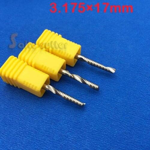 3PCS HQ Imported AAA series Single Flute Spiral Carbide CNC Router Bits Milling Cutter 3.175mm 17mm