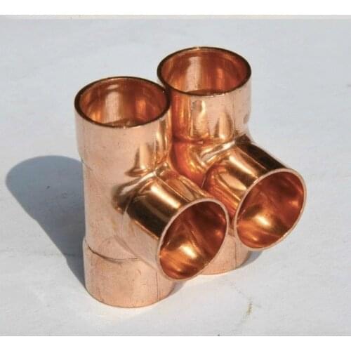 5Pieces/Lot Inner D:22mm Thickness:1mm Copper Welding Tee Pipe Refrigeration Accessories