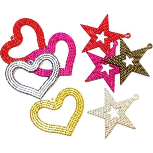 8pc VINTAGE Plastic Charms-J (Star & Heart) for Necklace Retro Fashion Jewellery Chain clip Bead Girl Kis Room Craft DIY pendant