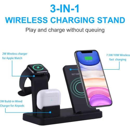 Three-in-one wireless charger for iphone, Samsung, mobile phone, watch, headset, vertical wireless charger