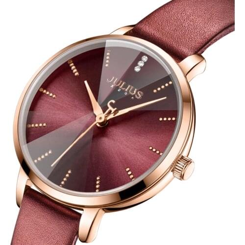 New Julius Womens Watch Japan Quartz Lady Classic Hours Fashion Woman Clock Dress Bracelet Leather Girls Birthday Gift Box