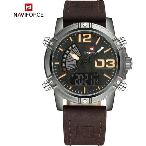 NAVIFORCE Mens Fashion Sport Watches Men Quartz Analog Date Clock Man Leather Military Waterproof Watch Relogio Masculino 2021