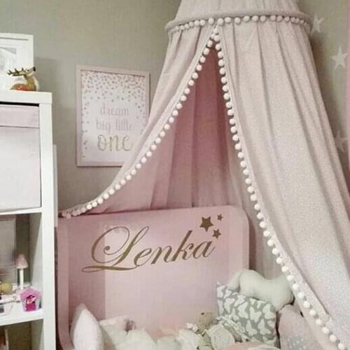 Koodykids Nursery Decor Cotton Canopy Crib With Small Pompoms Mosquito Baby Boy Girl Room Kids Children Room Crib Canopy Decor