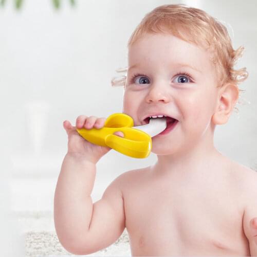 Baby Teether Toys Newborns Dental Care Toothbrush Safe BPA Free Banana Baby Food Teething Ring Silicone Teethers For Children