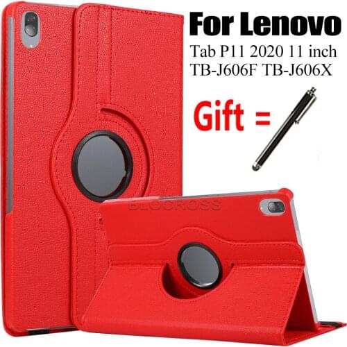 For Lenovo Tab P11 Case 11 inch 2020 TB-J606F TB-J606X Funda 360 Degree Rotating Leather Smart Coque for Lenovo Tab P11 Cover