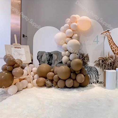 Coffee Balloons Garland Arch INS Double Apricot Latex Globos Birthday Wedding Cream Peach Baby Shower Anniversary Party Decor