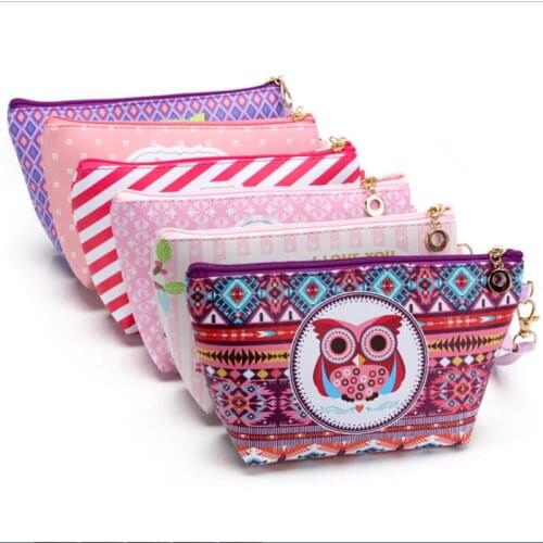 Owl Printing Makeup Bags With Multicolor Pattern Cute Cosmetics Pouchs For Travel Ladies Pouch Women Cosmetic Bag