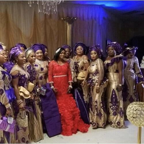 Purple Nigerian Tulle Lace Fabaric Latest 2021 High Quality African Sequins Lace Fabric For Wedding Dress JL1103