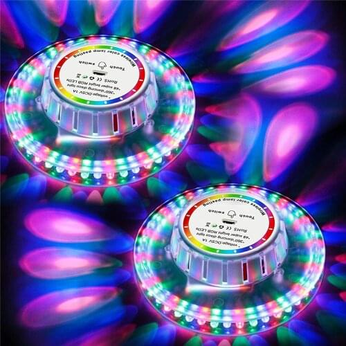 USB Rechargeable 48 LEDs RGB Sunflower Laser Projector Lighting Touch control Disco DJ Party Stage Lights For Christmas Wedding