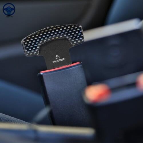 Best price Safety Belt Buckles Real Carbon Fiber Car Seat Alarm Canceler Stopper Plug Thick Insert Socket Seatbeltts Lock Buckle