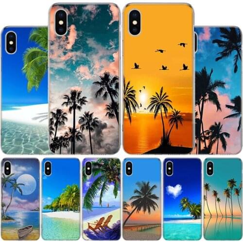 Sea Tropical palm trees seaside Beach Phone Case For Apple Iphone 11 12 Mini Pro X XR XS Max 7 8 6 6S Plus 5 SE 7G 6G + Art Cove