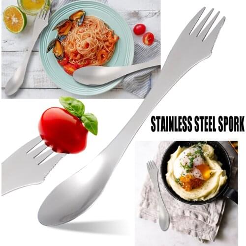 New Metal Spork Spoon Knife Fork Portable Spork Utensil Tableware For Outdoor Camping Picnic Kitchen Tool Unfoldable Durable