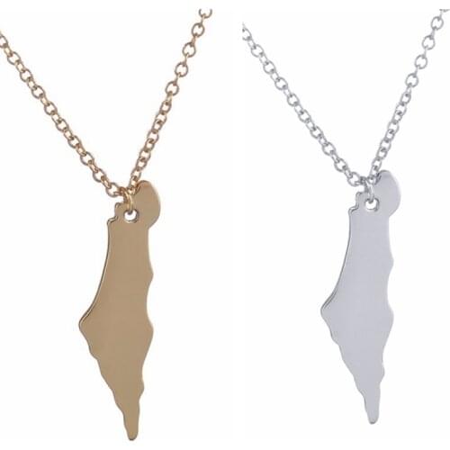 New Fashion Israel Map Necklace Long Chain Map Pendants Necklaces for Women Girls Birthday and Party Jewelry Gifts -N195