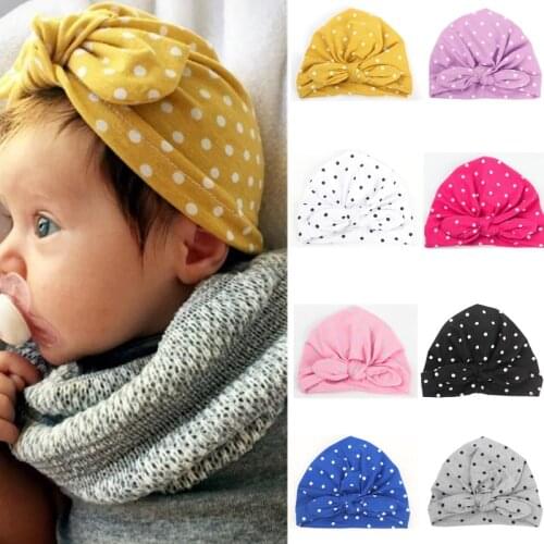 2021 cute New baby baby cotton pullover cap rabbit ears knotted dot Indian baotou cap Hat For Boys and girls Hat