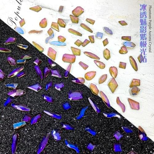 Swarovsky New Nail Art Fairy Aurora Symphony Transparent Diamond Mixed Size Phantom Purple Jewelry Shaped Nail Art Decoration