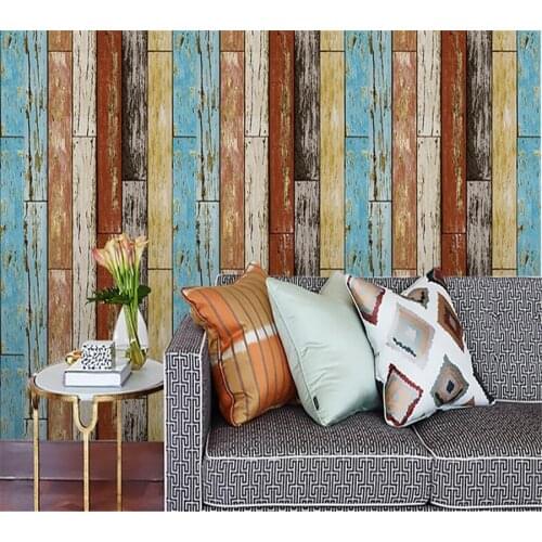 Beibehang Vintage Wood Wallpaper Roll Wooden Plank Panel Mural Home Kitchen Bathroom Decoration wallpapers for living room