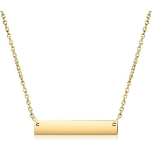 Mix 8Pcs/lot Mirror Polish Stainless Steel Blank Bar Charm Necklace 35*6mm DIY Necklace 4Colours