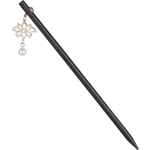 Simple Wood Hair Sticks For Women New Fashion Pearl Pendant Tassel Black Hair Clip Hairpins Hairwear Ornaments Jewelry Gift