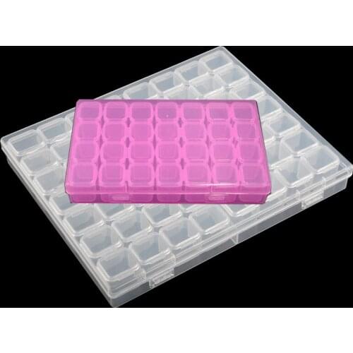 28/56 Girds Transparent Plastic Storage Box Diamond Painting Accessories Tool Nail Art Rhinestone Bead Storage Box