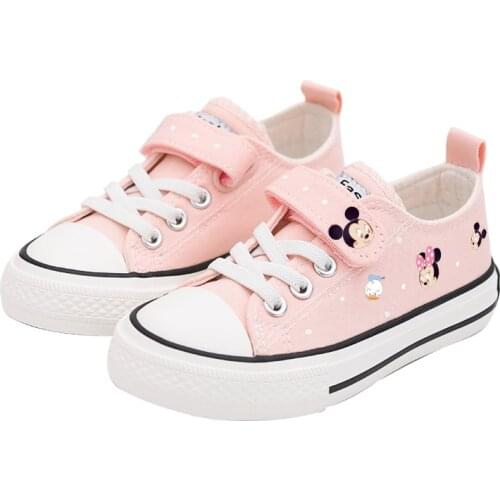 Disney girls Minnie princess pink canvas shoes non-slip soft bottom sports casual shoes for kids gift