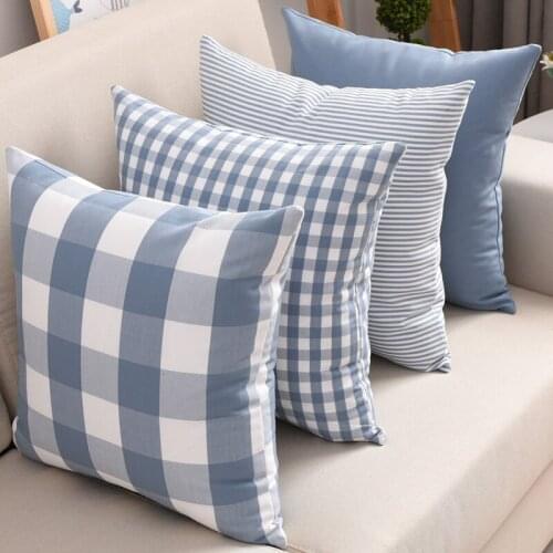 18" x 18" Standard Decorative Cushion Covers Pillow Covers Blue Check Pillowcases Outdoor Pillow Cover for Bed Couch Sofa