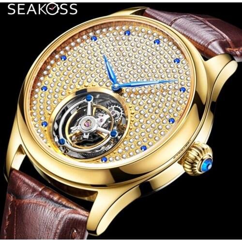 Super Luxury Women Real Tourbillon Watch Sapphire Diamond Dial Blue Pointer Kopeck Men Tourbillon Mechanical Watches Free Custom