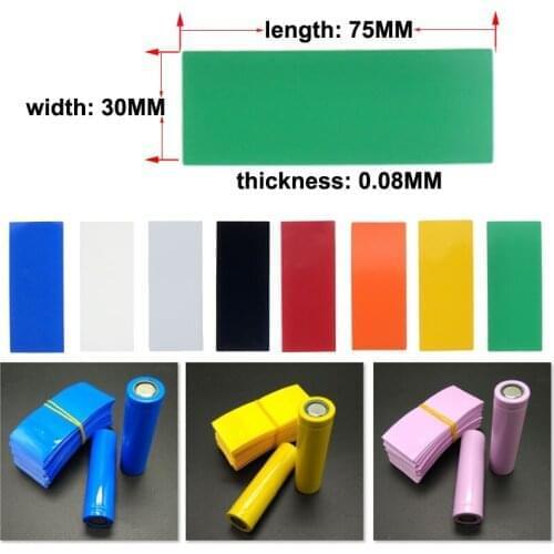 100Pcs/Bag 18650 Lithium Battery Encapsulation Tube PVC Heat Shrink Tubing Wrap Battery Cover Insulation Film Pipe Protect Cover