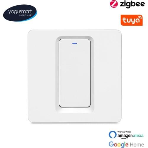 Yagusmart Tuya Zigbee Smart Wall Light Switch Work with Tuya Zigbee Hub No Neutral Required Alexa Google Home APP Remote Control