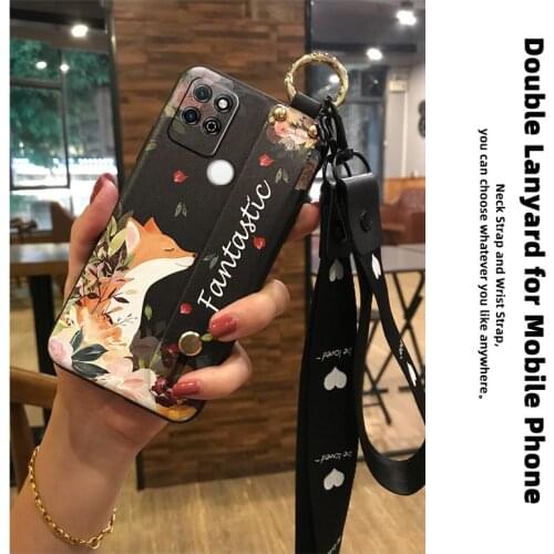 Waterproof Wristband Phone Case For Huawei Honor Play5T Flower Dirt-resistant Back Cover Lanyard