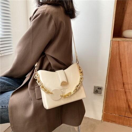 High Quality PU Leather Bucket Bag Fashion Branded Chain Crossbody Shoulder Bag Lady Trend Handbags and Purses