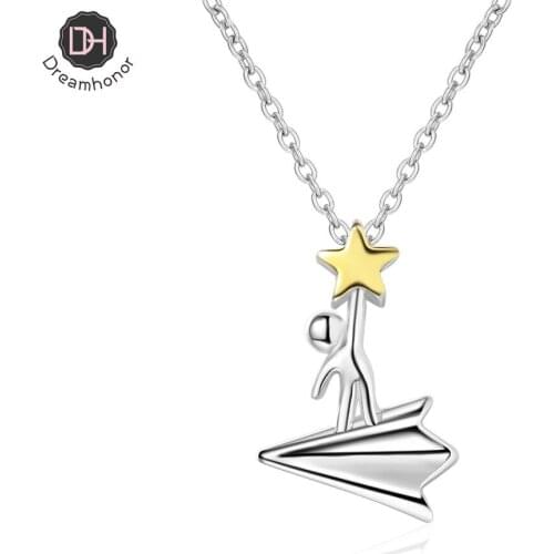 Dreamhonor Fashion Trendy Starcatcher Necklace Womens New Trendy Korean Paper Airplane Gifts Chocker Necklace Bijoux