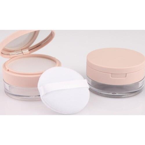 100pcs 20g Plastic Loose Powder Compact Container Makeup Powder Case with Sponge Powder Puff,Mirror and Elasticated Net Sifter
