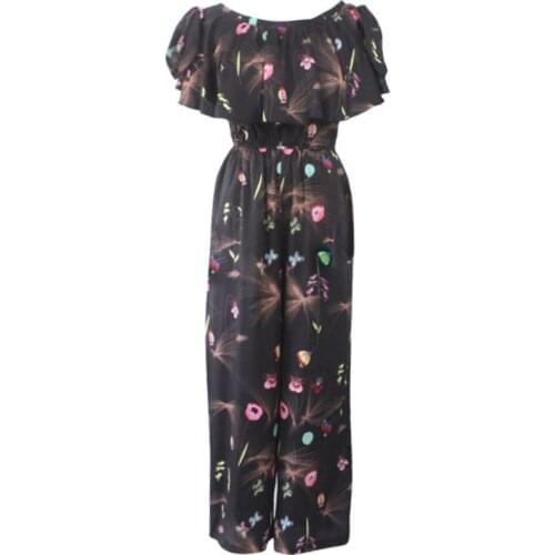 2019 New Designer Spring Summer Womens Jumpsuit Print Hood Black High Waist Loose Word Collar Piece Beach Ladies Casual Rompers