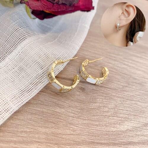2021 Trend 925 Post Woman plated ZC Cubic Huggie Hoop Earrings Cuff Unusual Fashion Accessories Hot Circle Round Alloy Jewelry