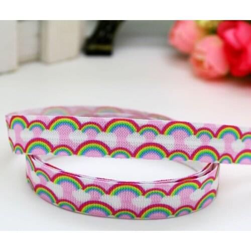 5/8'' Free shipping Fold Elastic FOE rainbow printed headband headwear hairband decoration wholesale OEM S483