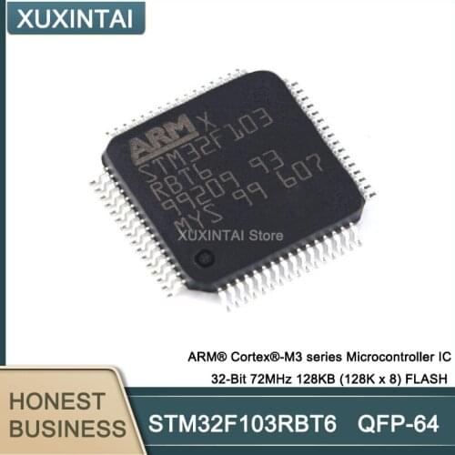 5Pcs/Lot STM32F103RBT6 STM32F103 ARM® Cortex®-M3 series Microcontroller IC 32-Bit 72MHz 128KB (128K x 8) FLASH LQFP-64