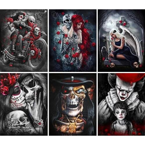 5D Diy Skull Diamond Painting Diy 5d Rhinestone Mosaic Cross Stitch Full Square and Round Diamond Home Decoration Painting