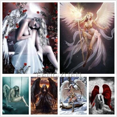 Angels and Demons 5D Diy Diamond Painting Full Square Round Mosaic Fairy Tale Diamond Embroidery Gift Diamond Stitch Home Decor