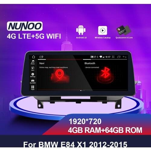 Nunoo Car Stereo Audio DVD Player 12.3" HD Android 10.0 Qualcomm For BMW X1 E84 2012 2015 CIC System GPS Navigation Carplay