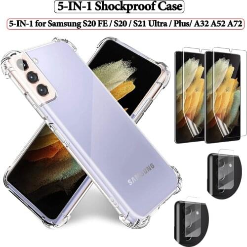 Carcasas s20fe s 20 s21 ultra shockproof case for samsung s20 fe s21 plus silicone cover samusng galaxy a52 a32 5g a72 smartphone s20 plus hydrogel film & case samsung s 21ultra